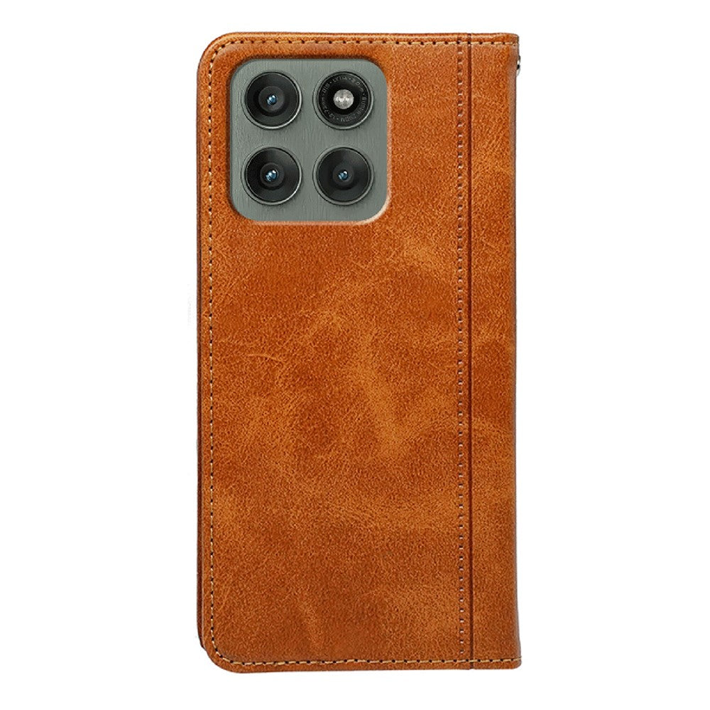 For Motorola Edge 70 5G Case Hidden Magnetic Closure Calf Texture Leather Phone Cover - Yellow
