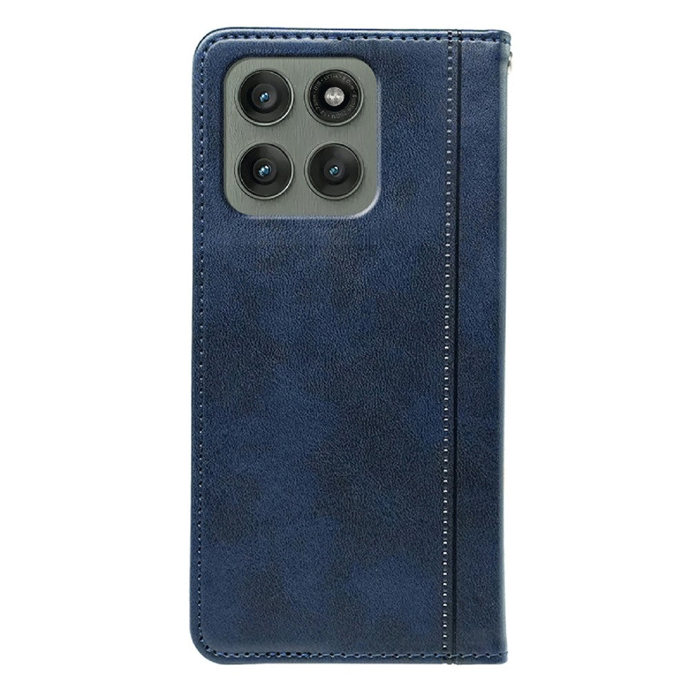 For Motorola Edge 70 5G Case Hidden Magnetic Closure Calf Texture Leather Phone Cover - Blue