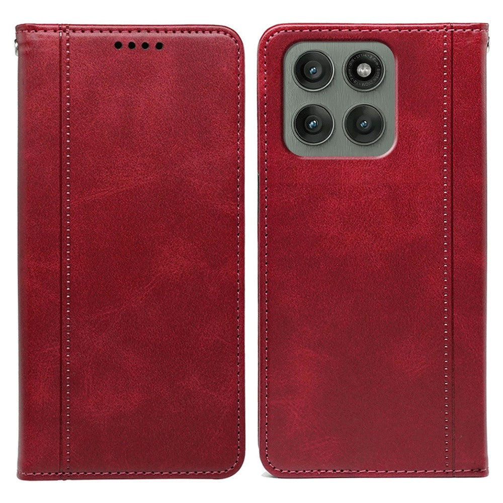 For Motorola Edge 70 5G Case Hidden Magnetic Closure Calf Texture Leather Phone Cover - Red