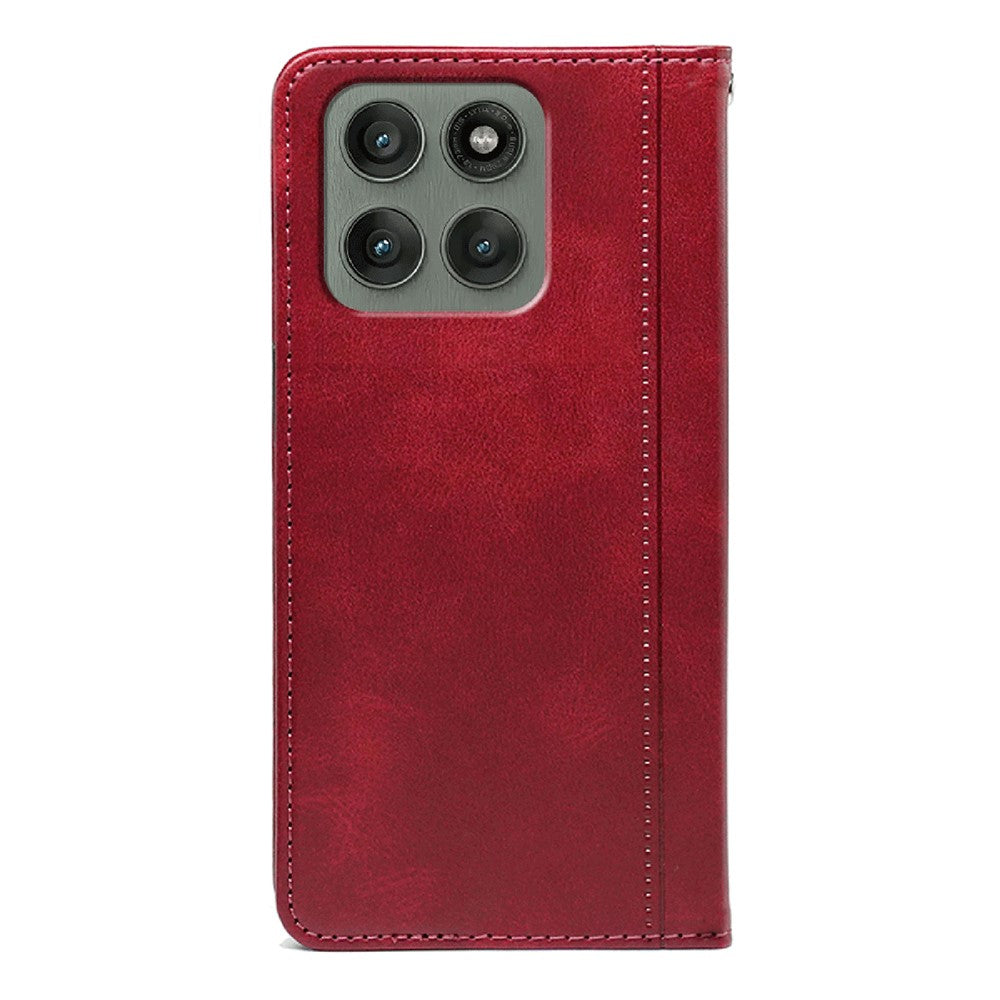 For Motorola Edge 70 5G Case Hidden Magnetic Closure Calf Texture Leather Phone Cover - Red