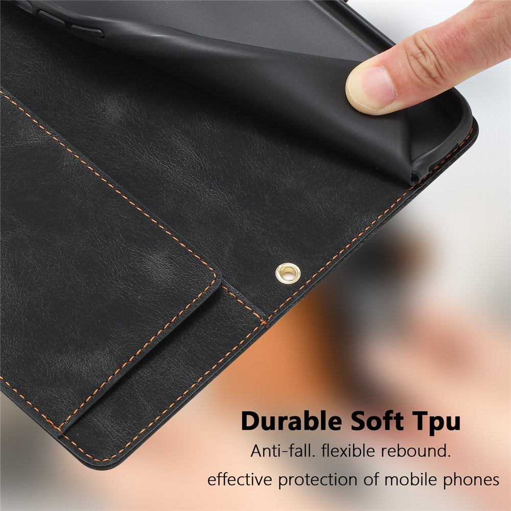 For Samsung Galaxy A57 5G Case Tulip Leather Phone Cover with 5 Card Slots Wallet - Black