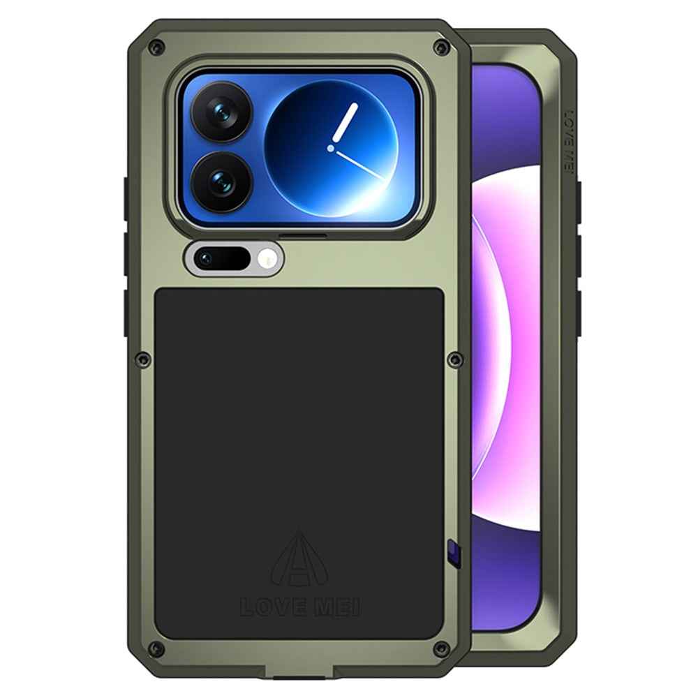 LOVE MEI For Xiaomi 17 Pro Case Tempered Glass Screen Protector Metal + Silicone Phone Cover - Green