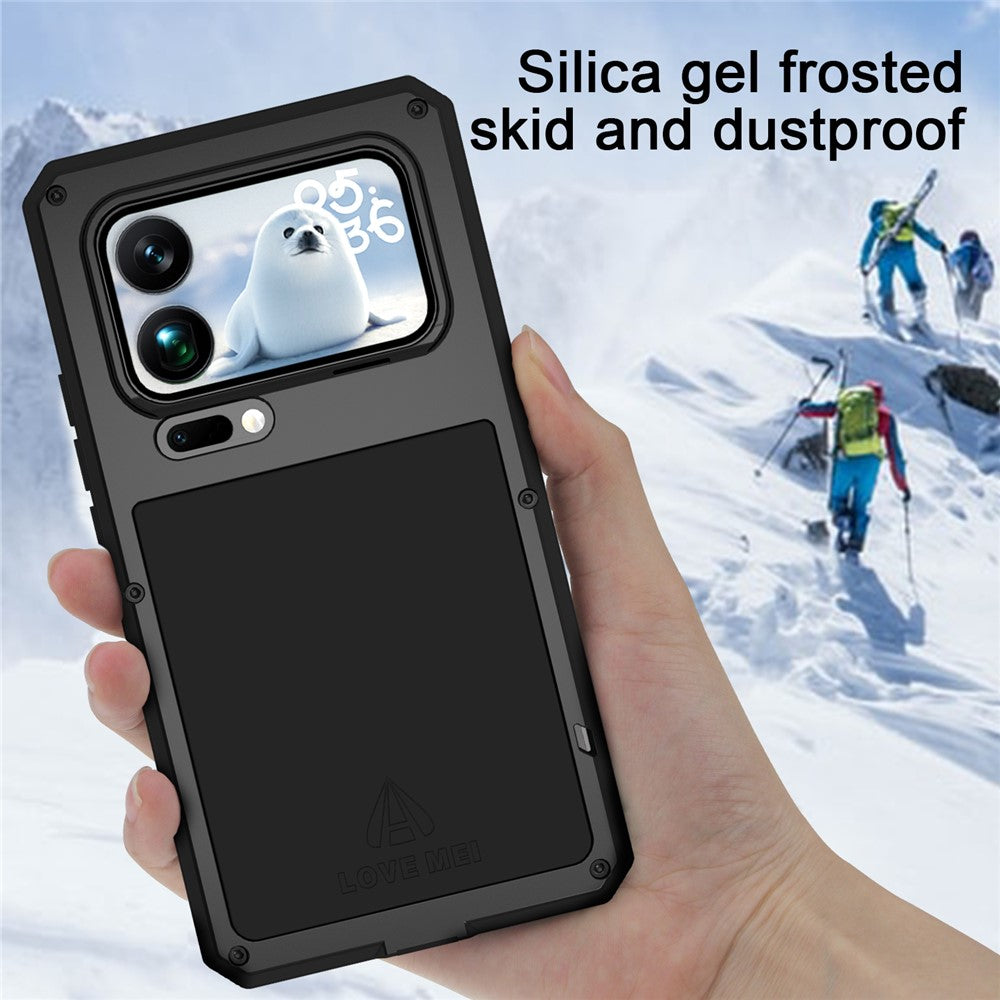 LOVE MEI For Xiaomi 17 Pro Max Case Tempered Glass Screen Protector Metal + Silicone Phone Cover - Black
