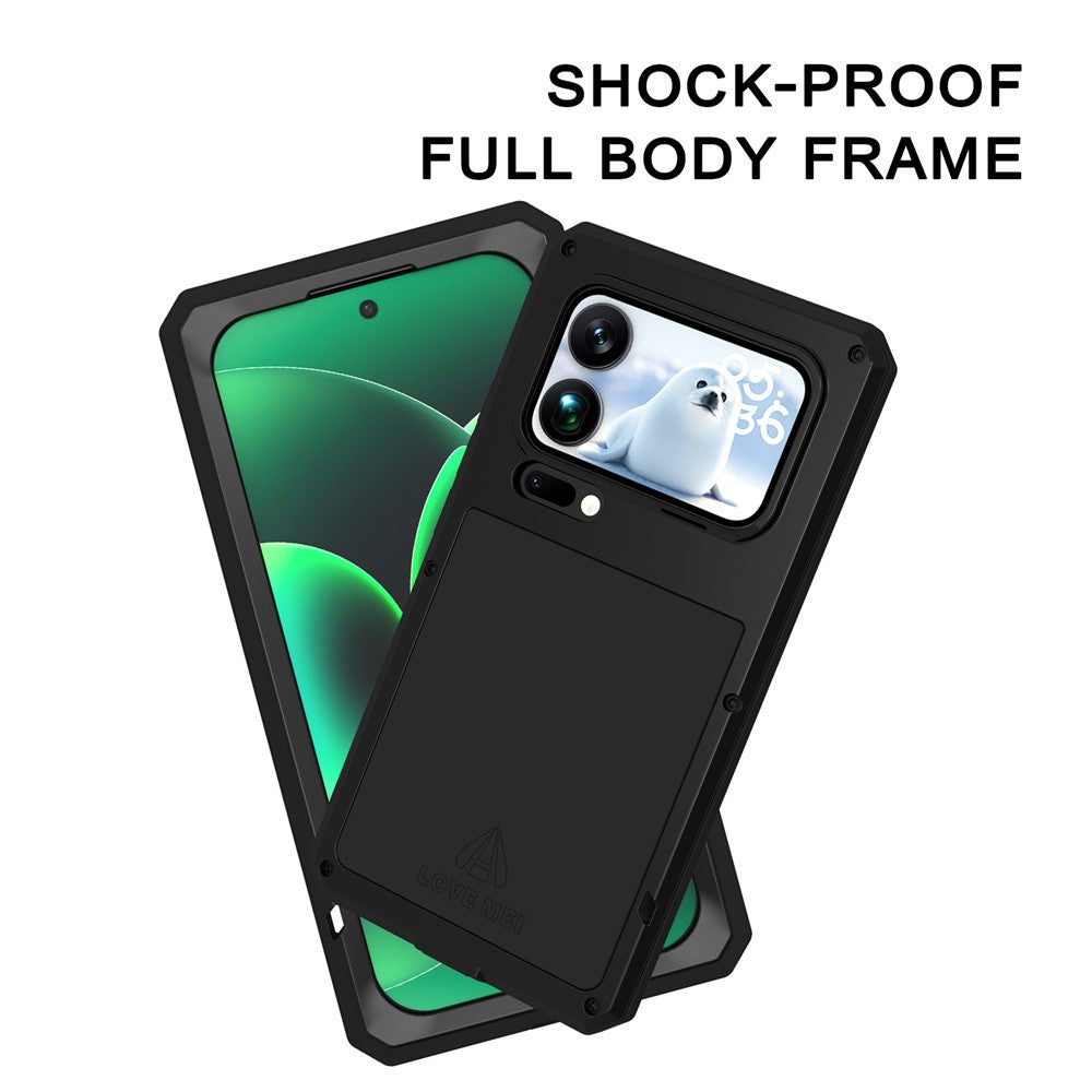 LOVE MEI For Xiaomi 17 Pro Max Case Tempered Glass Screen Protector Metal + Silicone Phone Cover - Red