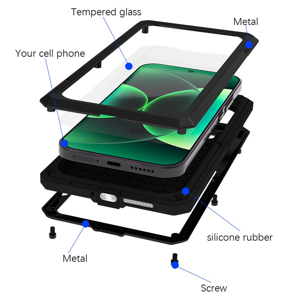 LOVE MEI For Xiaomi 17 Pro Max Case Tempered Glass Screen Protector Metal + Silicone Phone Cover - Yellow