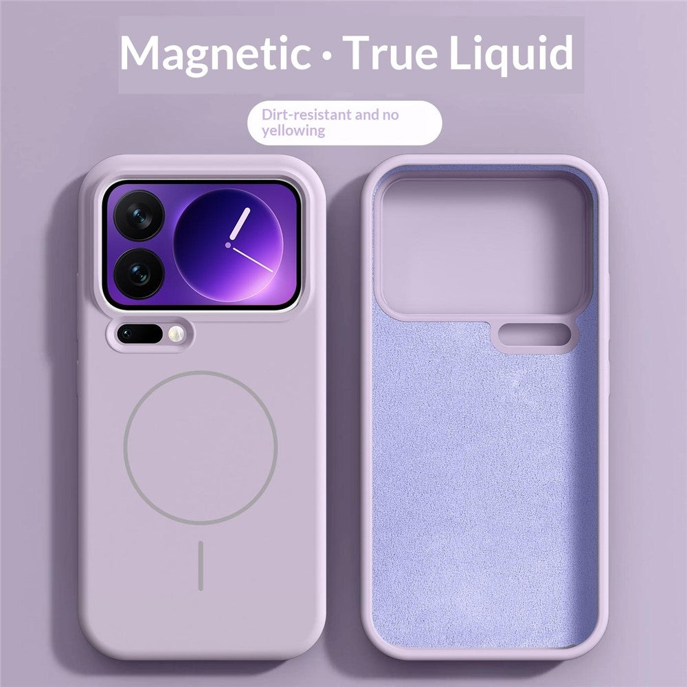 For Xiaomi 17 Pro Max Magnetic Case Skin-Friendly Liquid Silicone + PC Phone Cover - Purple