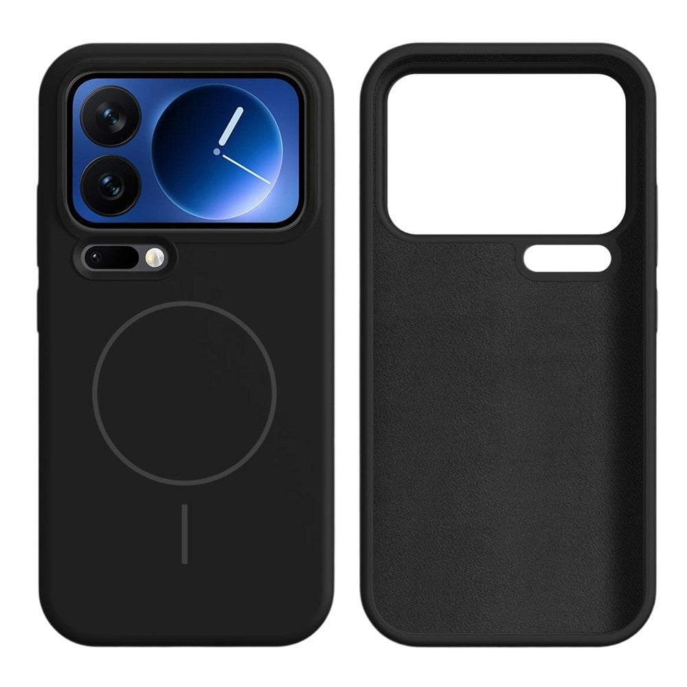 For Xiaomi 17 Pro Max Magnetic Case Skin-Friendly Liquid Silicone + PC Phone Cover - Black