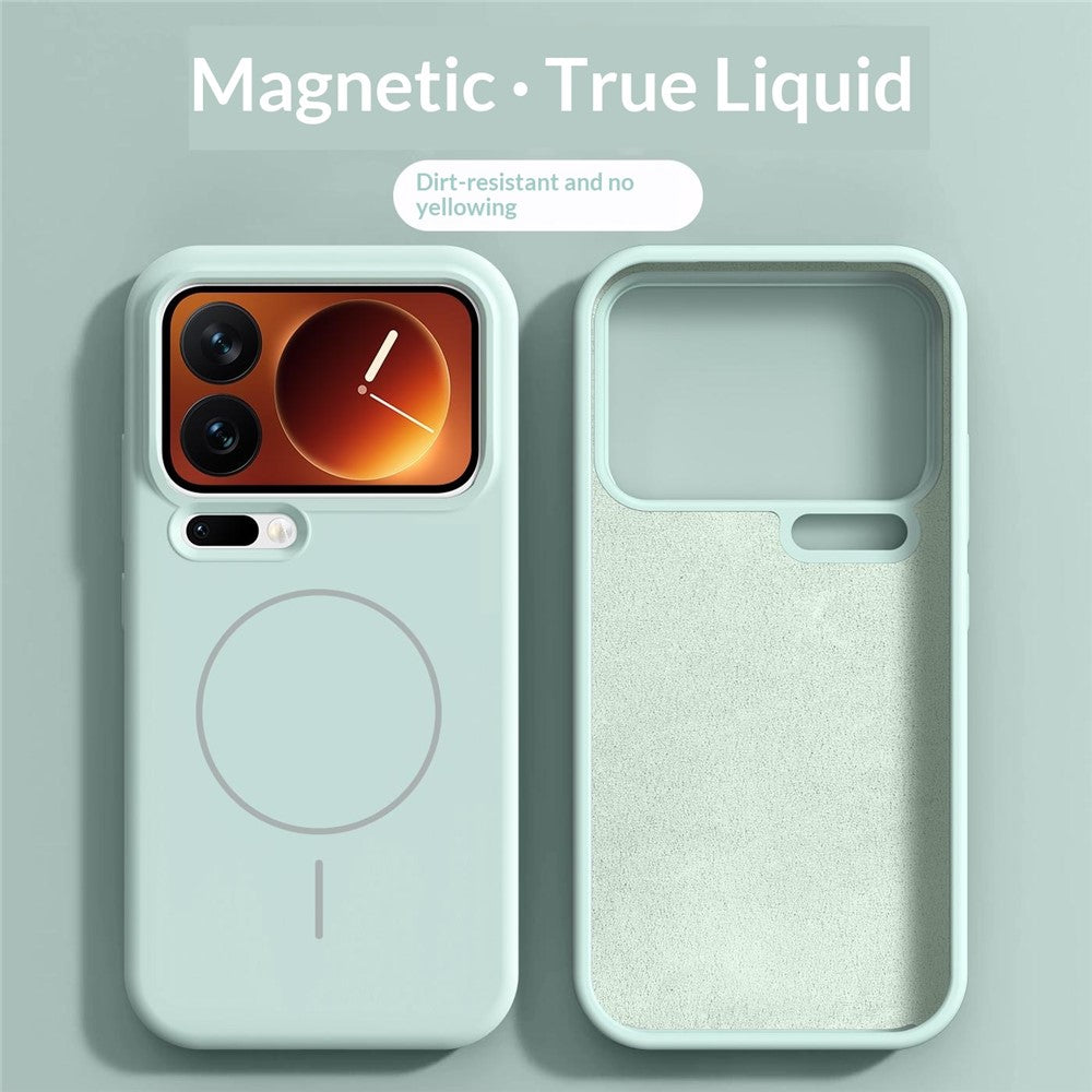 For Xiaomi 17 Pro Max Magnetic Case Skin-Friendly Liquid Silicone + PC Phone Cover - Green
