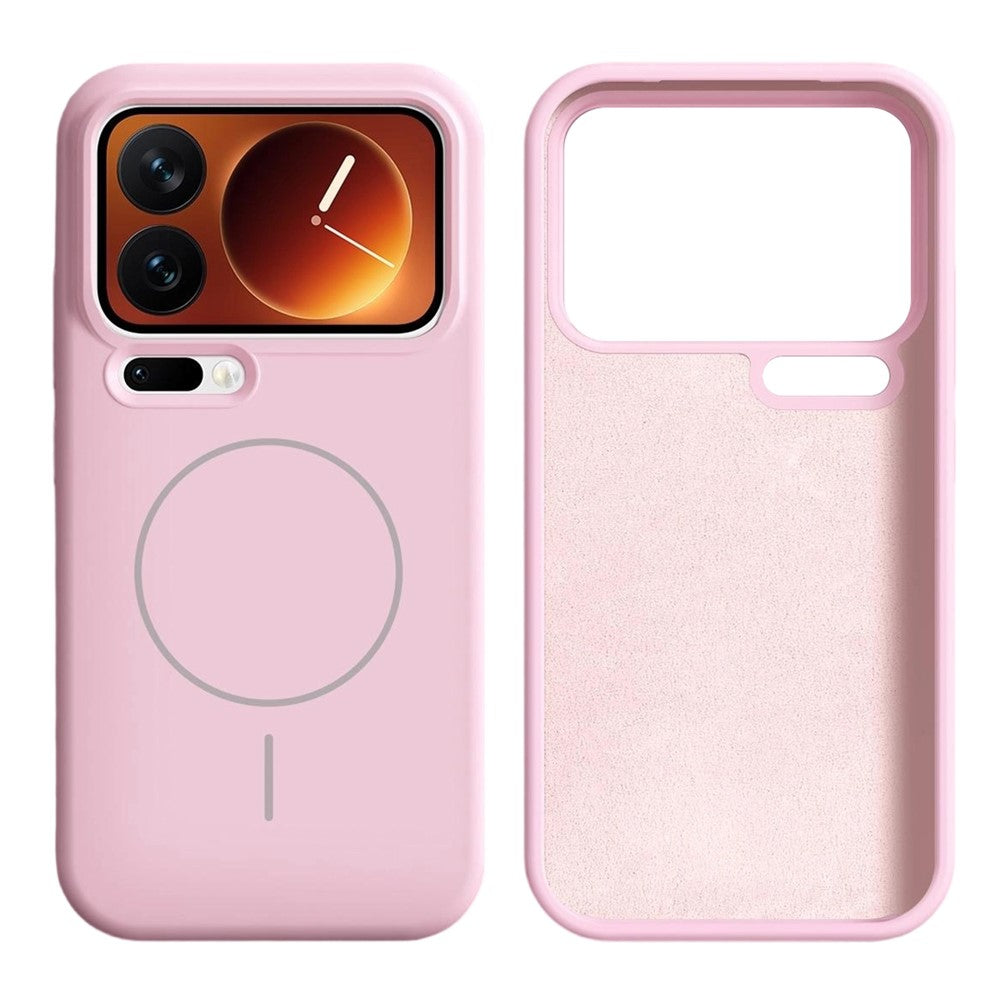 For Xiaomi 17 Pro Max Magnetic Case Skin-Friendly Liquid Silicone + PC Phone Cover - Pink