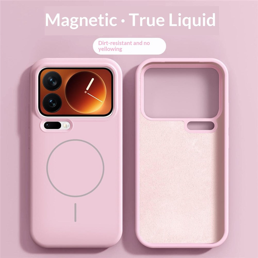 For Xiaomi 17 Pro Max Magnetic Case Skin-Friendly Liquid Silicone + PC Phone Cover - Pink
