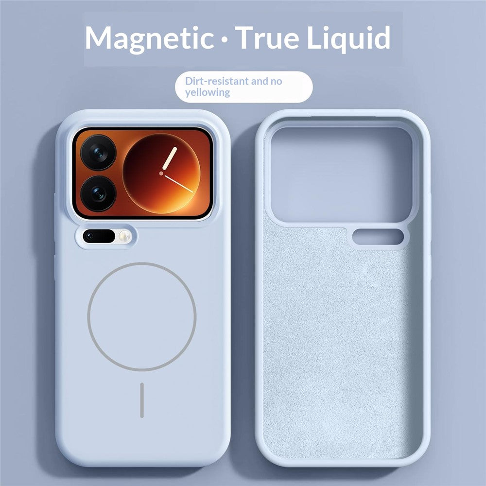 For Xiaomi 17 Pro Max Magnetic Case Skin-Friendly Liquid Silicone + PC Phone Cover - Cyan