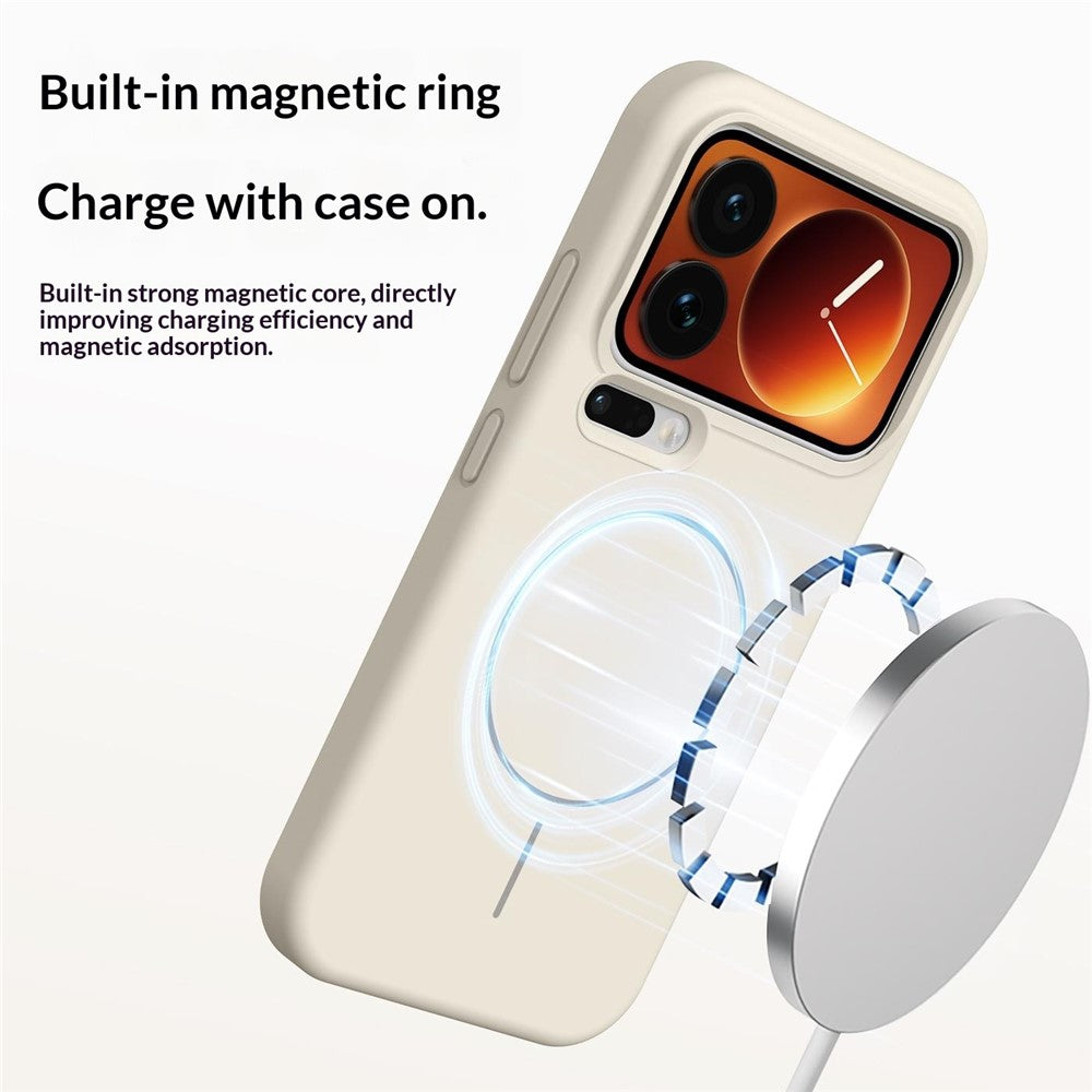 For Xiaomi 17 Pro Max Magnetic Case Skin-Friendly Liquid Silicone + PC Phone Cover - Cyan
