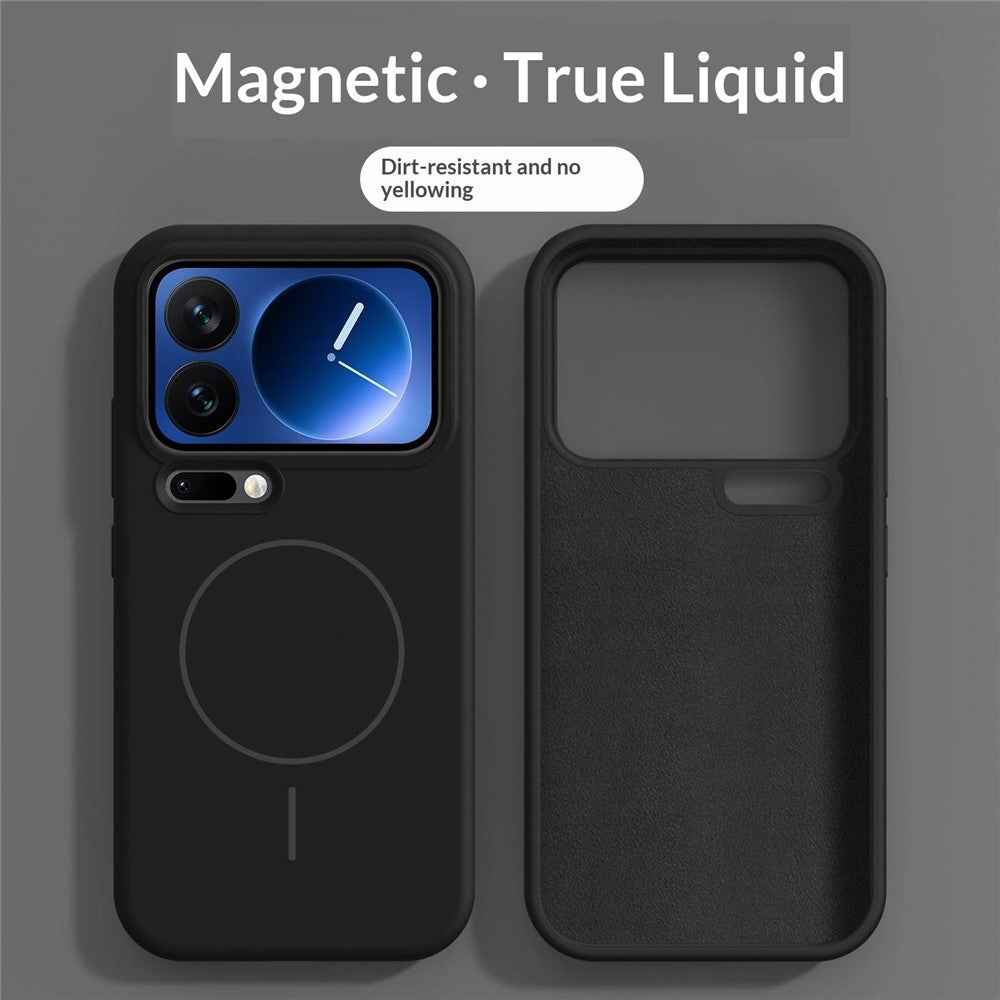For Xiaomi 17 Pro Magnetic Case Skin-Friendly Liquid Silicone + PC Phone Cover - Black