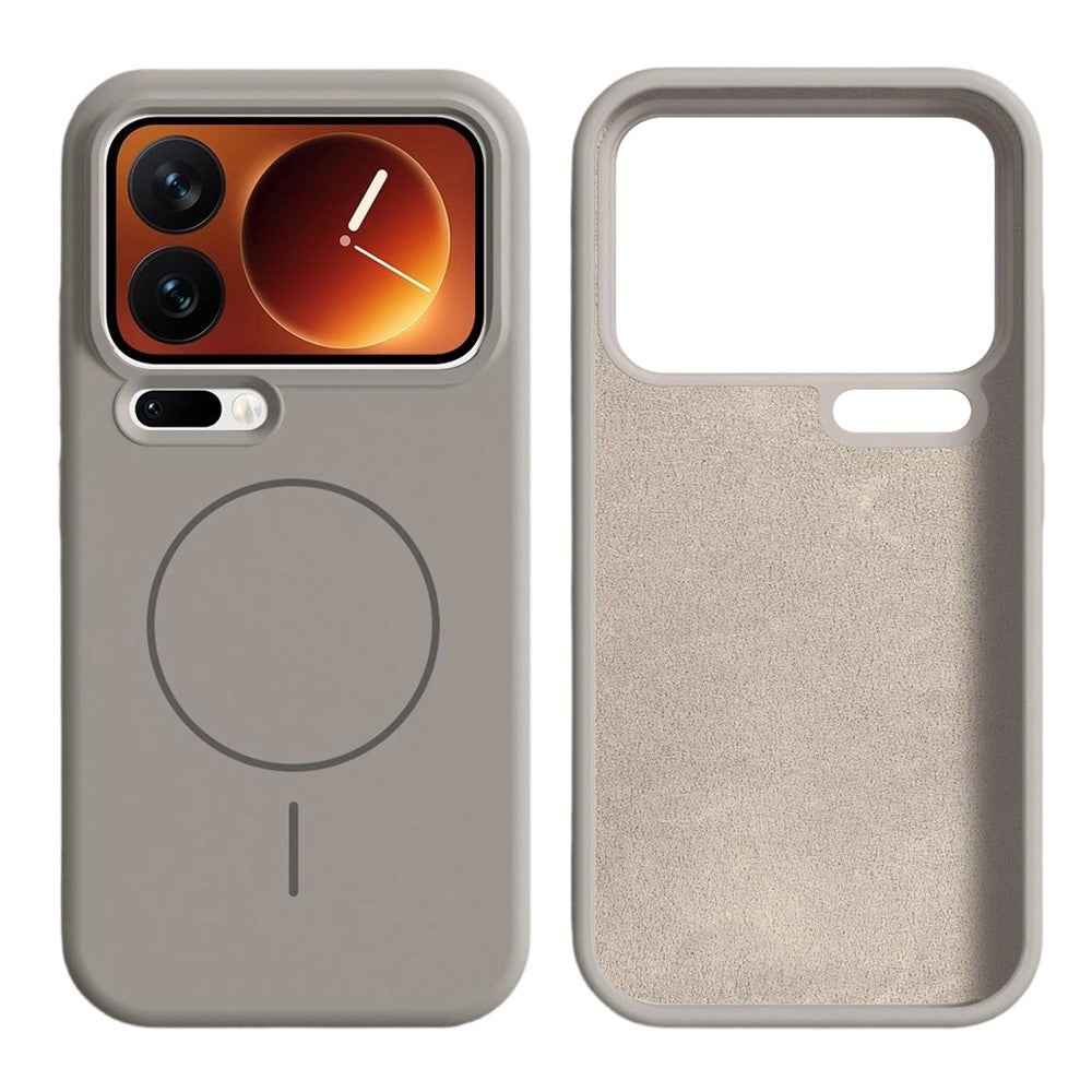 For Xiaomi 17 Pro Magnetic Case Skin-Friendly Liquid Silicone + PC Phone Cover - Grey