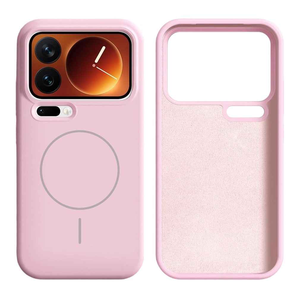 For Xiaomi 17 Pro Magnetic Case Skin-Friendly Liquid Silicone + PC Phone Cover - Pink