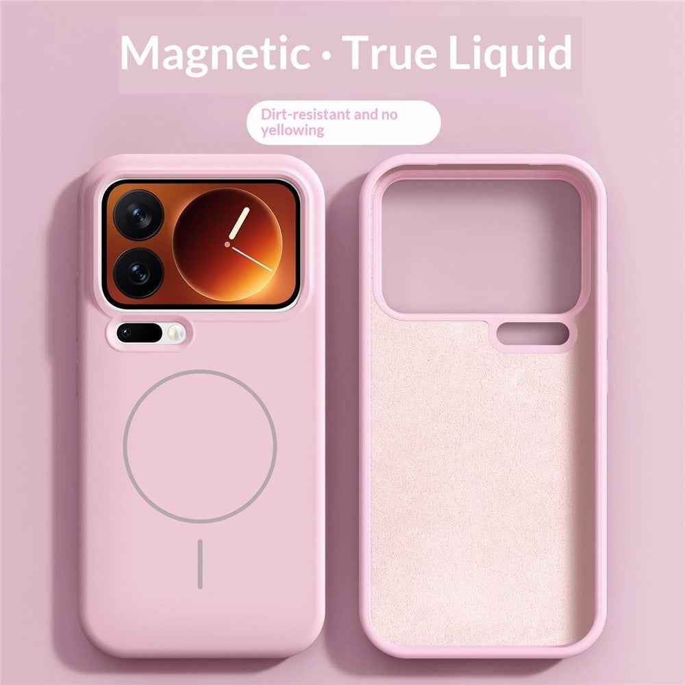 For Xiaomi 17 Pro Magnetic Case Skin-Friendly Liquid Silicone + PC Phone Cover - Pink