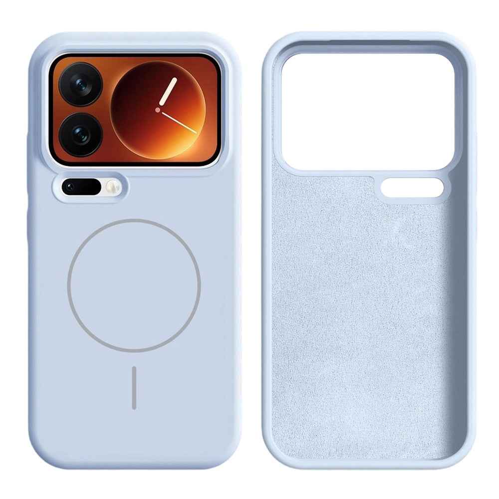 For Xiaomi 17 Pro Magnetic Case Skin-Friendly Liquid Silicone + PC Phone Cover - Cyan