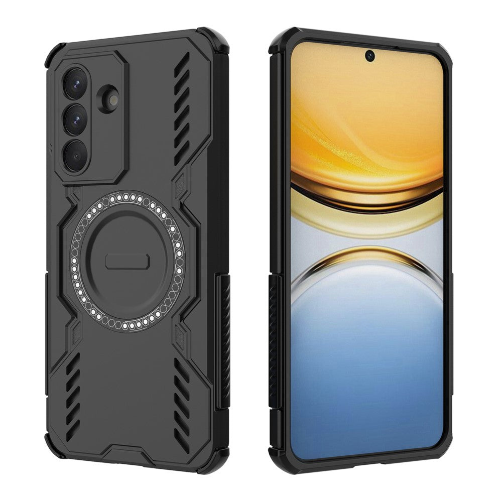 For Samsung Galaxy A57 5G Magnetic Case Butterfly Armor Hollow Heat Dissipation PC + TPU Phone Cover - Black