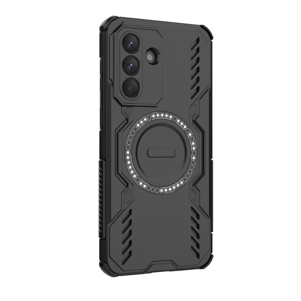 For Samsung Galaxy A57 5G Magnetic Case Butterfly Armor Hollow Heat Dissipation PC + TPU Phone Cover - Black
