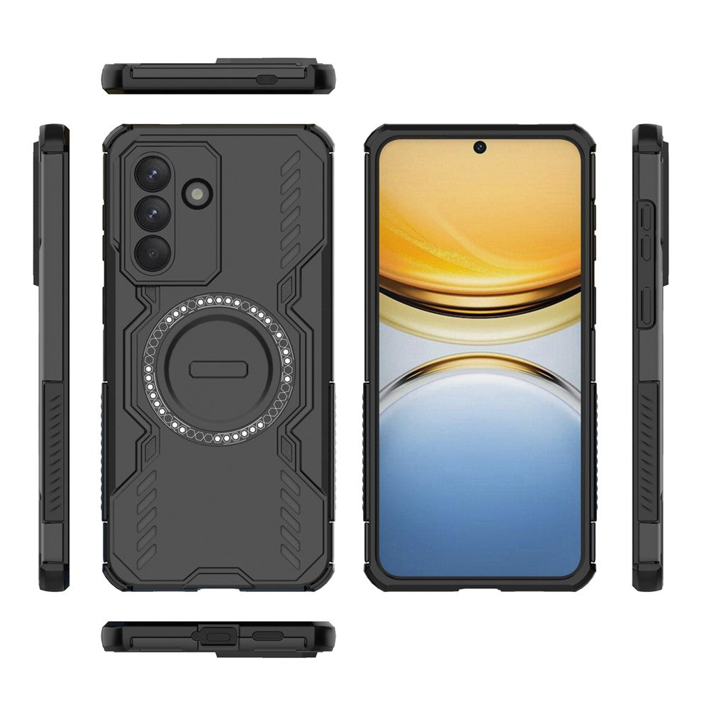 For Samsung Galaxy A57 5G Magnetic Case Butterfly Armor Hollow Heat Dissipation PC + TPU Phone Cover - Black