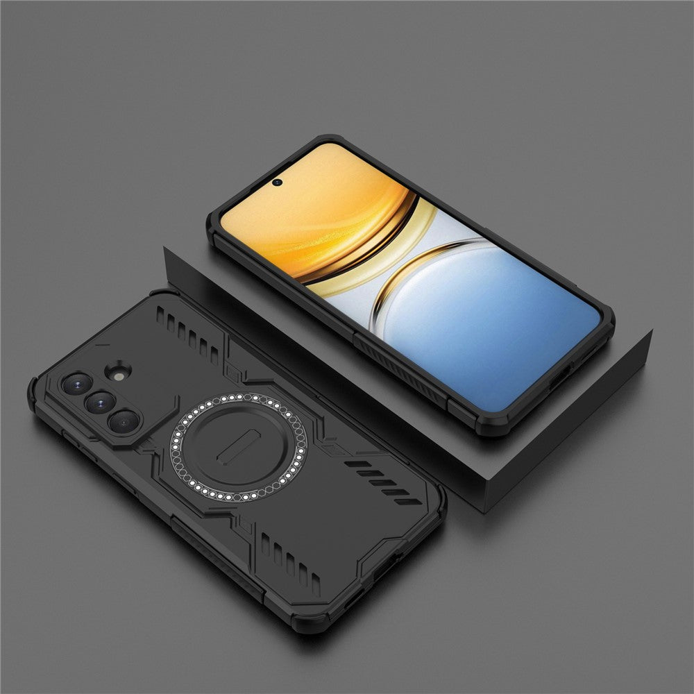 For Samsung Galaxy A57 5G Magnetic Case Butterfly Armor Hollow Heat Dissipation PC + TPU Phone Cover - Black