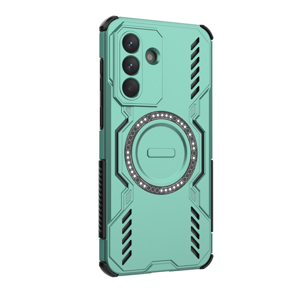 For Samsung Galaxy A57 5G Magnetic Case Butterfly Armor Hollow Heat Dissipation PC + TPU Phone Cover - Green