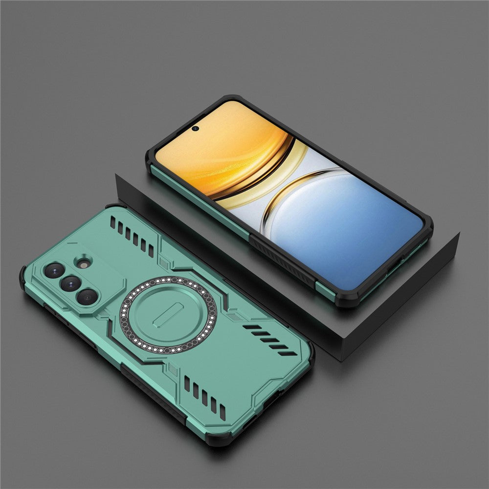 For Samsung Galaxy A57 5G Magnetic Case Butterfly Armor Hollow Heat Dissipation PC + TPU Phone Cover - Green