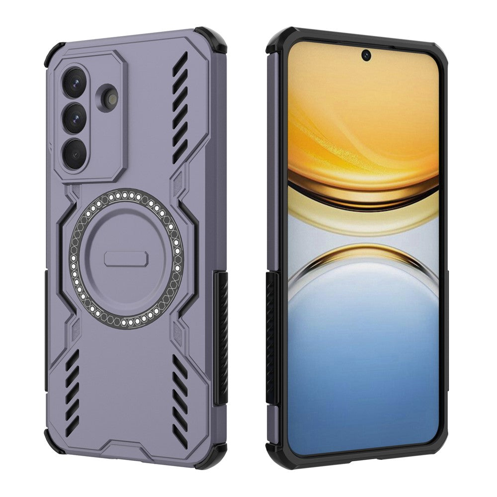 For Samsung Galaxy A57 5G Magnetic Case Butterfly Armor Hollow Heat Dissipation PC + TPU Phone Cover - Purple