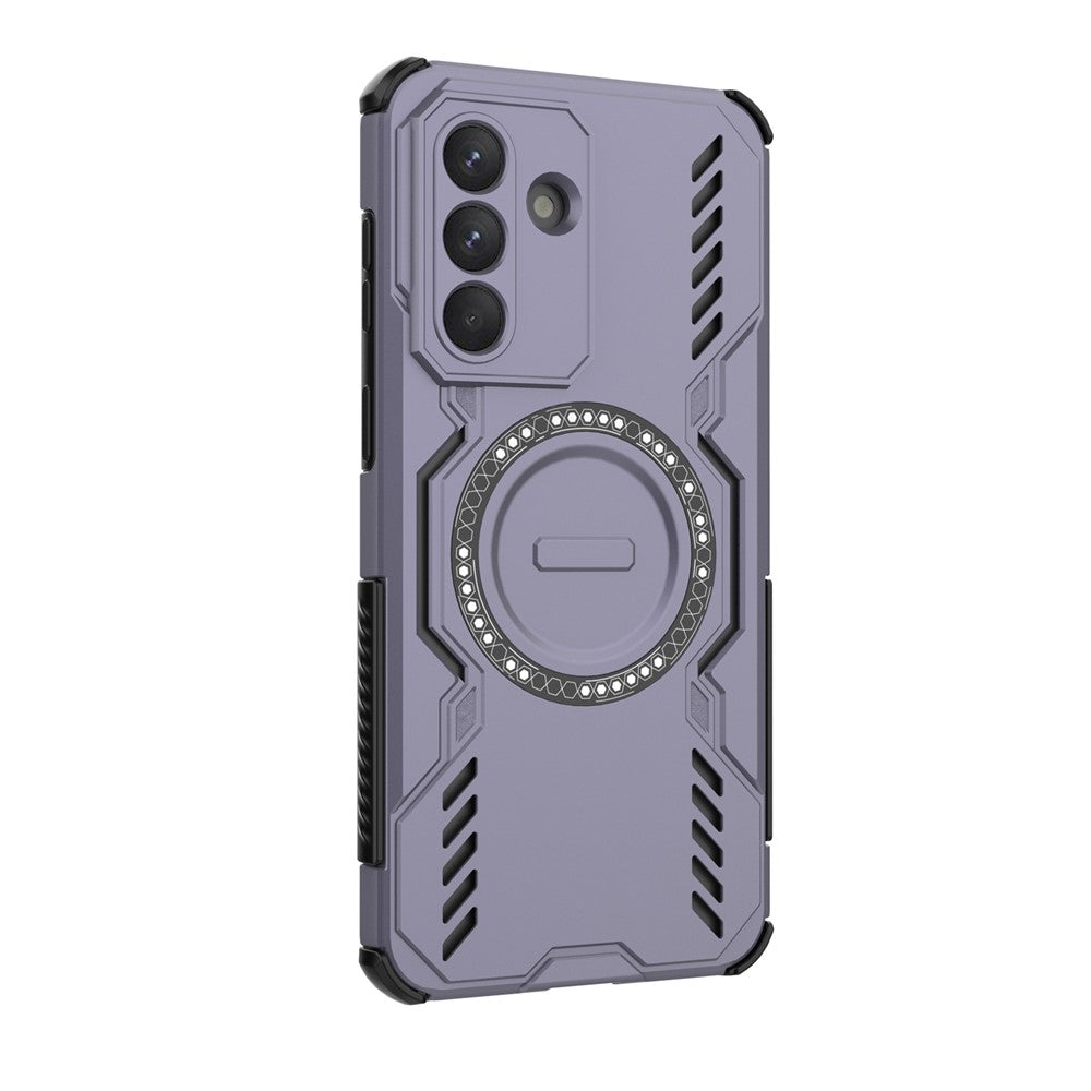 For Samsung Galaxy A57 5G Magnetic Case Butterfly Armor Hollow Heat Dissipation PC + TPU Phone Cover - Purple