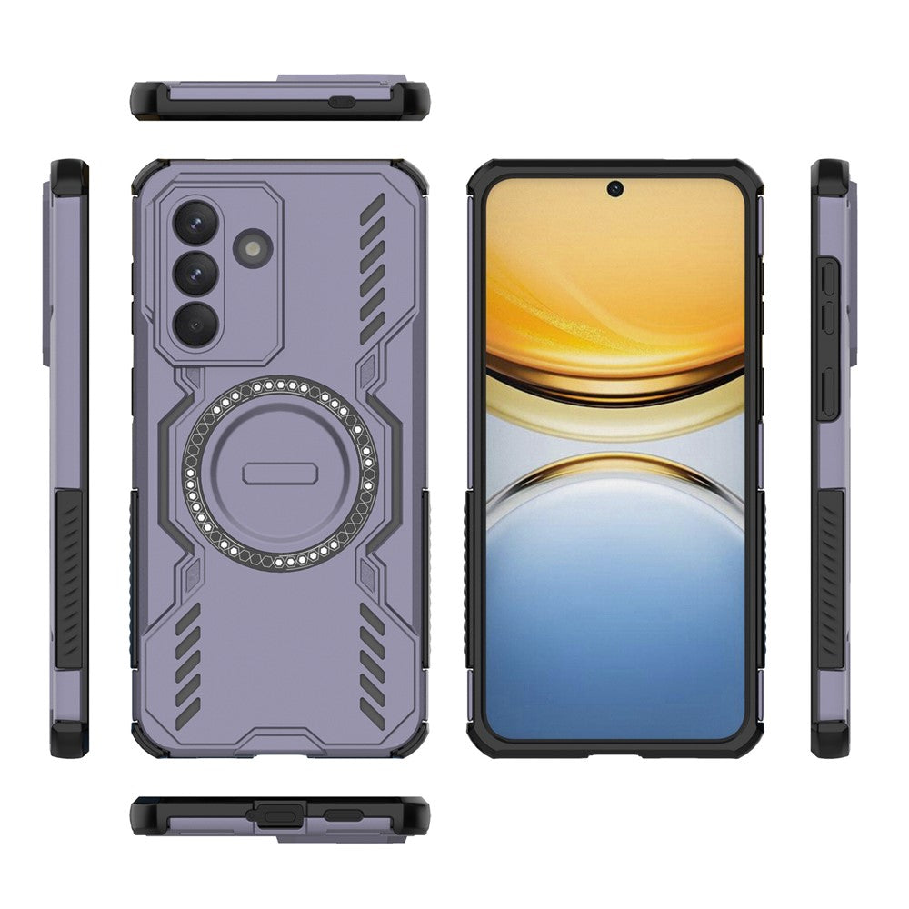 For Samsung Galaxy A57 5G Magnetic Case Butterfly Armor Hollow Heat Dissipation PC + TPU Phone Cover - Purple