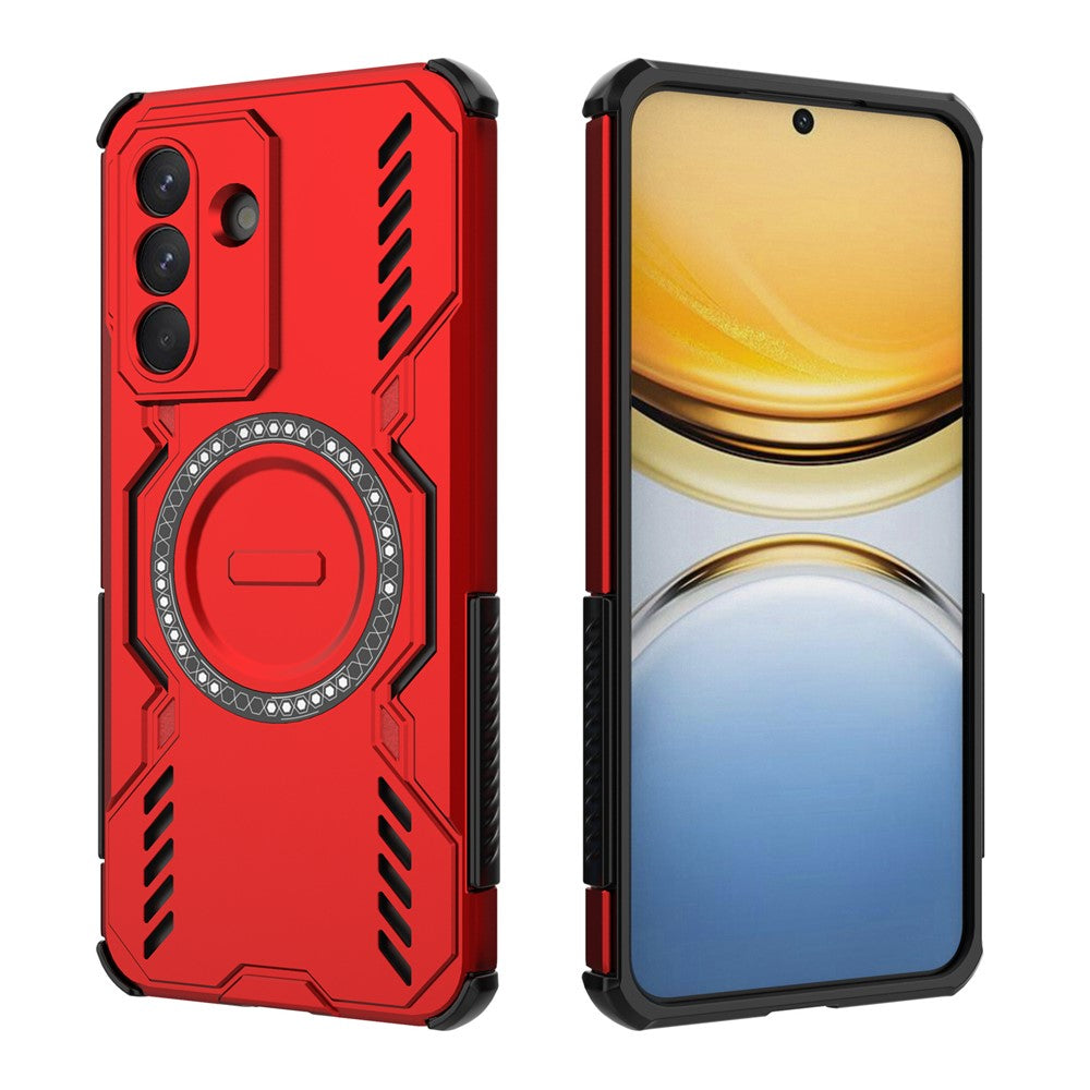 For Samsung Galaxy A57 5G Magnetic Case Butterfly Armor Hollow Heat Dissipation PC + TPU Phone Cover - Red