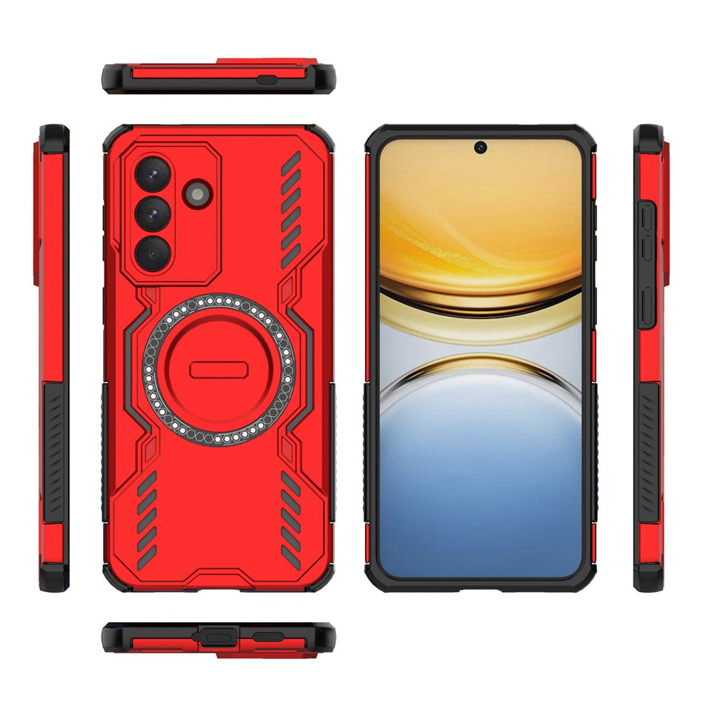 For Samsung Galaxy A57 5G Magnetic Case Butterfly Armor Hollow Heat Dissipation PC + TPU Phone Cover - Red