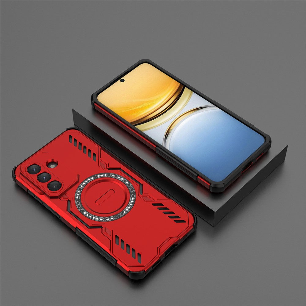For Samsung Galaxy A57 5G Magnetic Case Butterfly Armor Hollow Heat Dissipation PC + TPU Phone Cover - Red