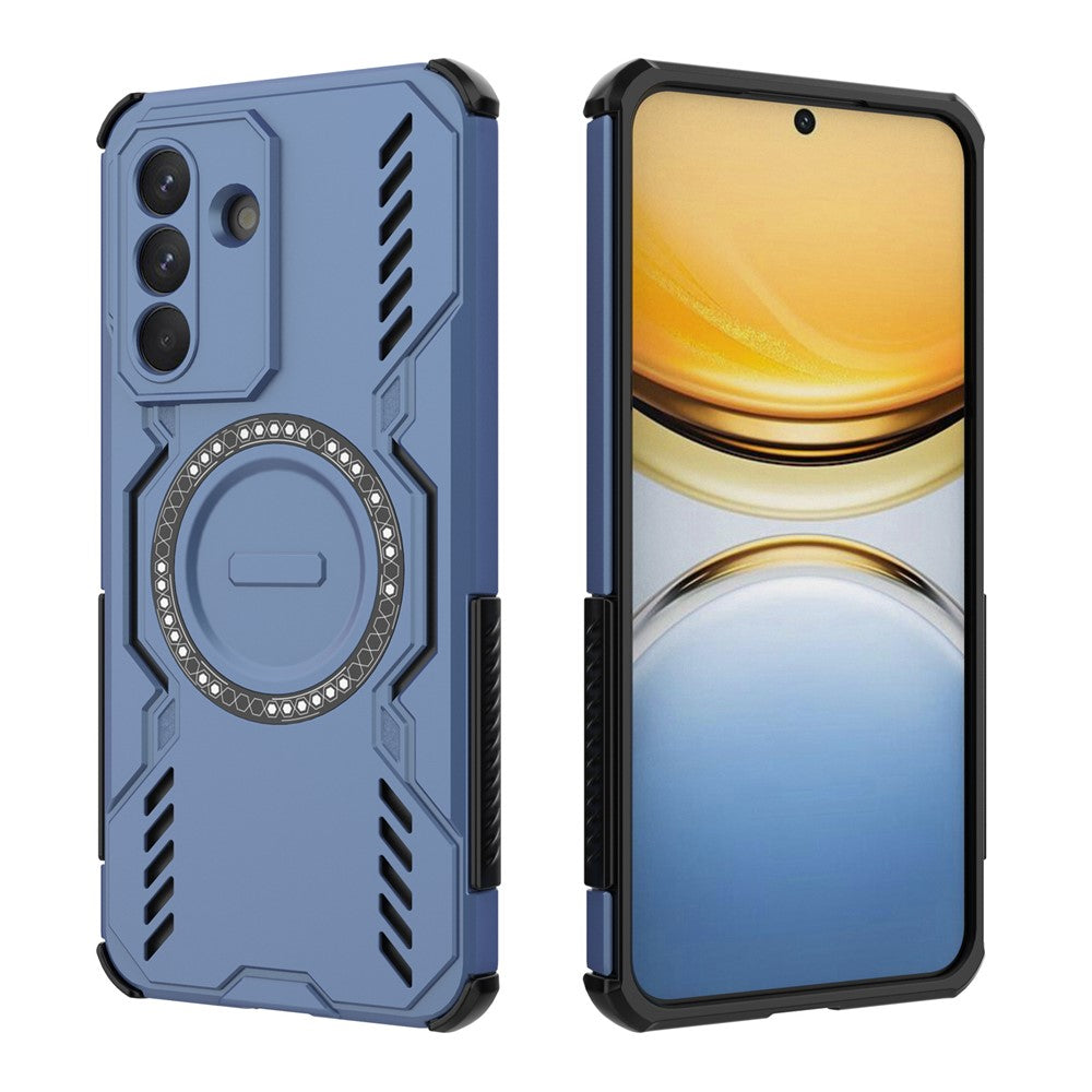 For Samsung Galaxy A57 5G Magnetic Case Butterfly Armor Hollow Heat Dissipation PC + TPU Phone Cover - Blue