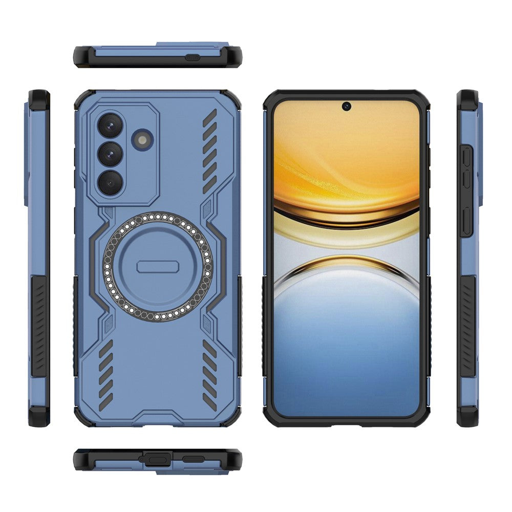 For Samsung Galaxy A57 5G Magnetic Case Butterfly Armor Hollow Heat Dissipation PC + TPU Phone Cover - Blue