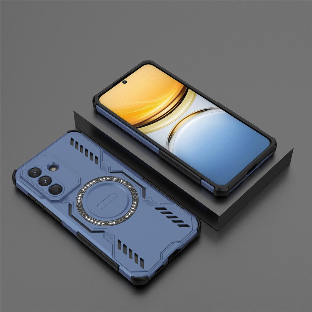 For Samsung Galaxy A57 5G Magnetic Case Butterfly Armor Hollow Heat Dissipation PC + TPU Phone Cover - Blue
