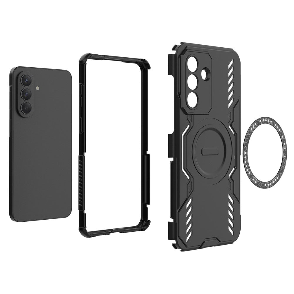 For Samsung Galaxy A57 5G Magnetic Case Butterfly Armor Hollow Heat Dissipation PC + TPU Phone Cover - Blue
