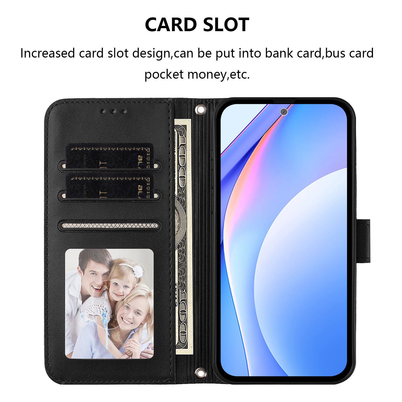 For Samsung Galaxy A57 5G Case Panda Imprint RFID Blocking Wallet Leather Phone Cover with Wrist Strap - Black