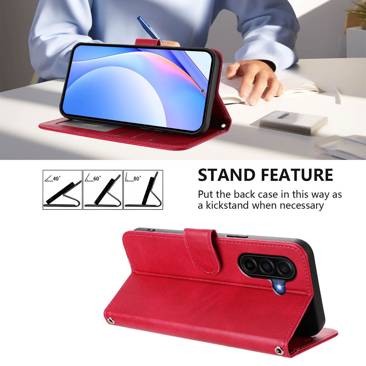 For Samsung Galaxy A57 5G Case Panda Imprint RFID Blocking Wallet Leather Phone Cover with Wrist Strap - Rose