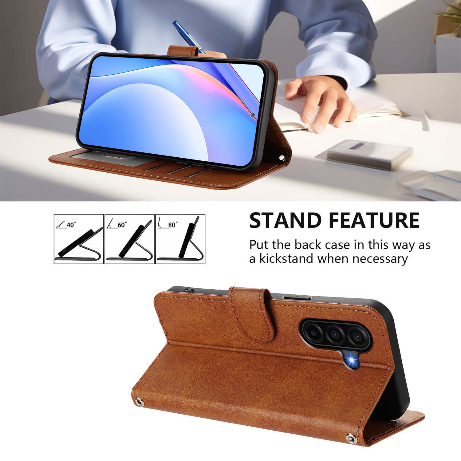 For Samsung Galaxy A57 5G Case Panda Imprint RFID Blocking Wallet Leather Phone Cover with Wrist Strap - Brown