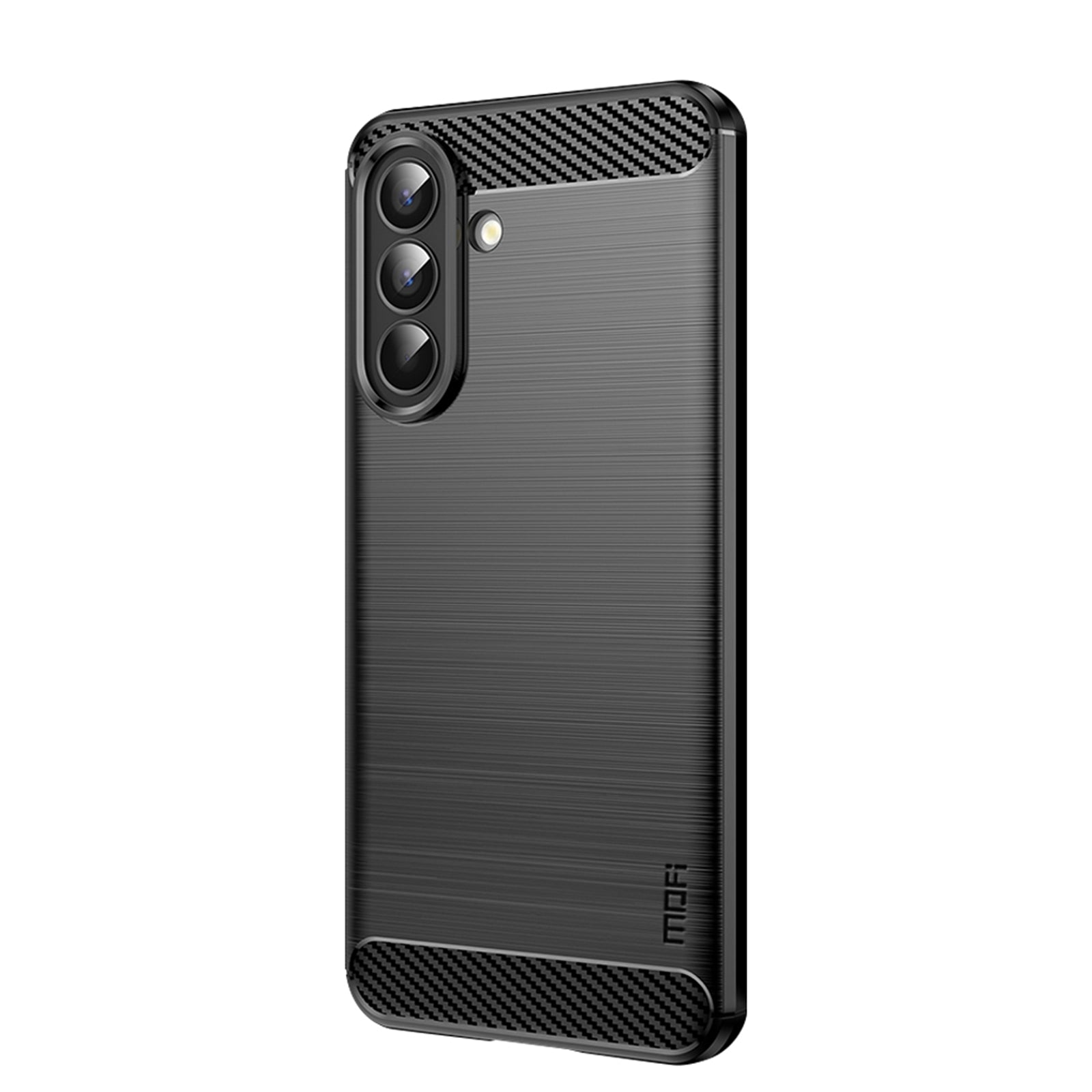 For Samsung Galaxy A57 5G Back Cover MOFI Brushed Texture Carbon Fiber Soft TPU Case - Black