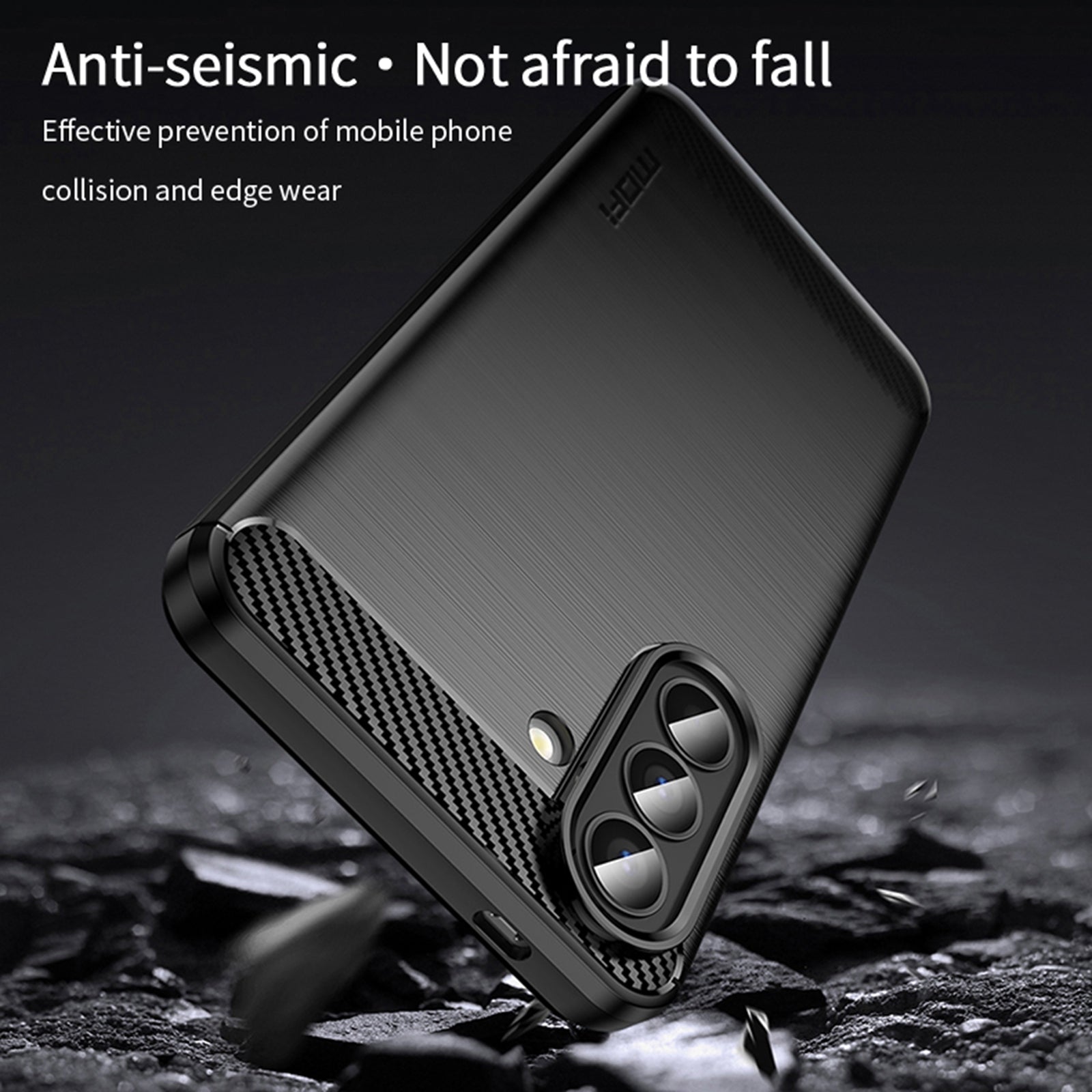 For Samsung Galaxy A57 5G Back Cover MOFI Brushed Texture Carbon Fiber Soft TPU Case - Black