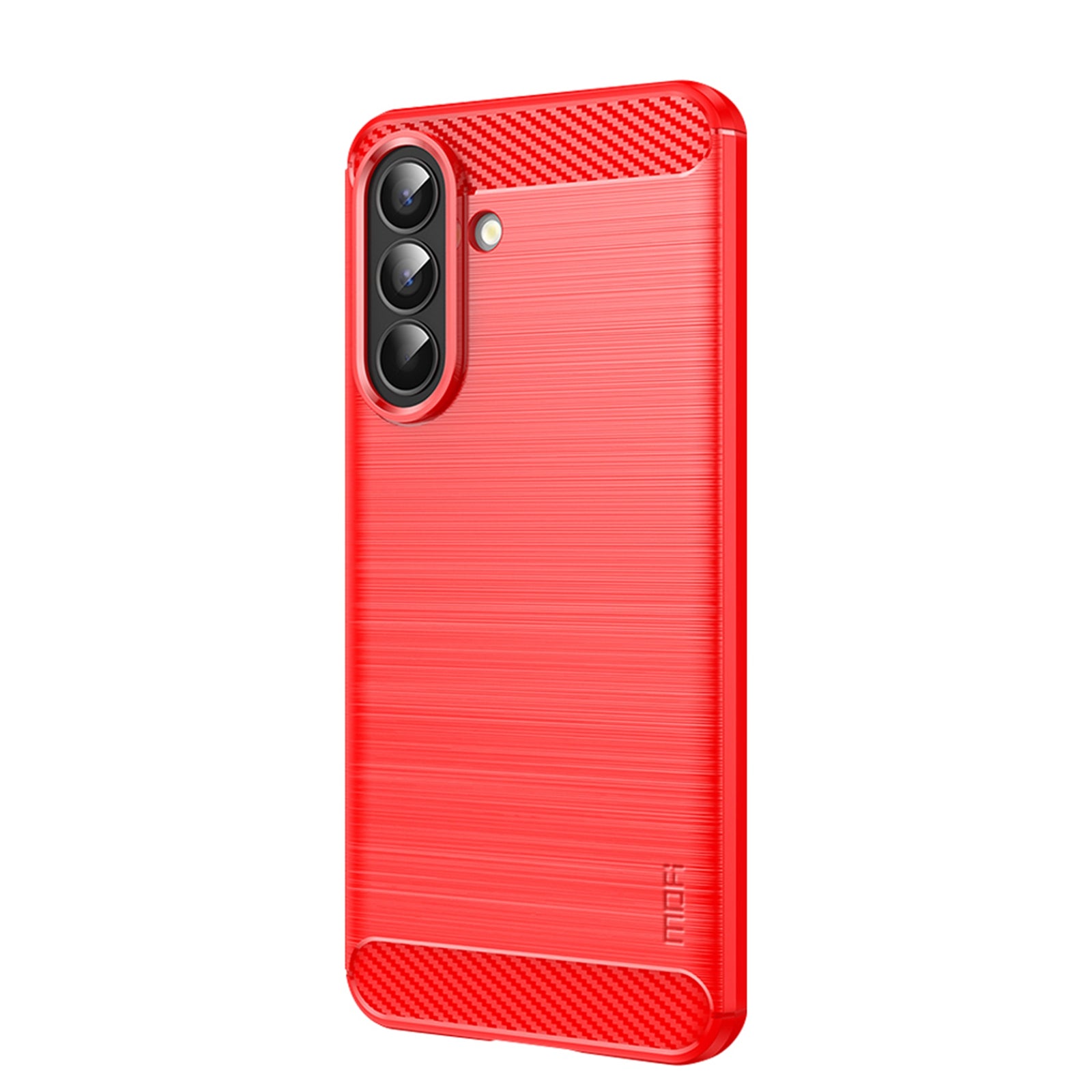 For Samsung Galaxy A57 5G Back Cover MOFI Brushed Texture Carbon Fiber Soft TPU Case - Red