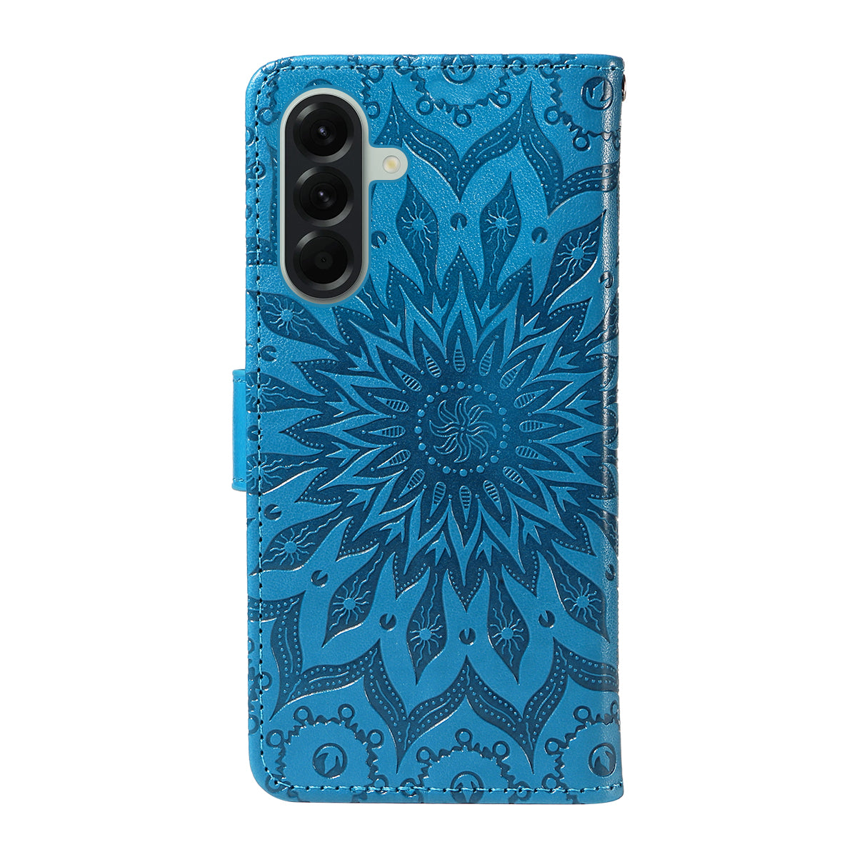 For Samsung Galaxy A57 5G Leather Wallet Case Sunflower Imprinted Phone Cover - Blue