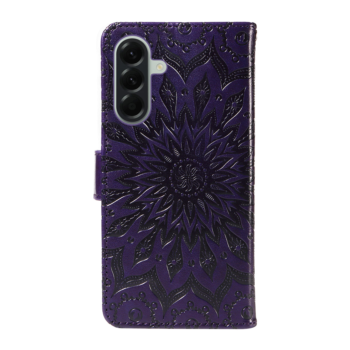 For Samsung Galaxy A57 5G Leather Wallet Case Sunflower Imprinted Phone Cover - Purple