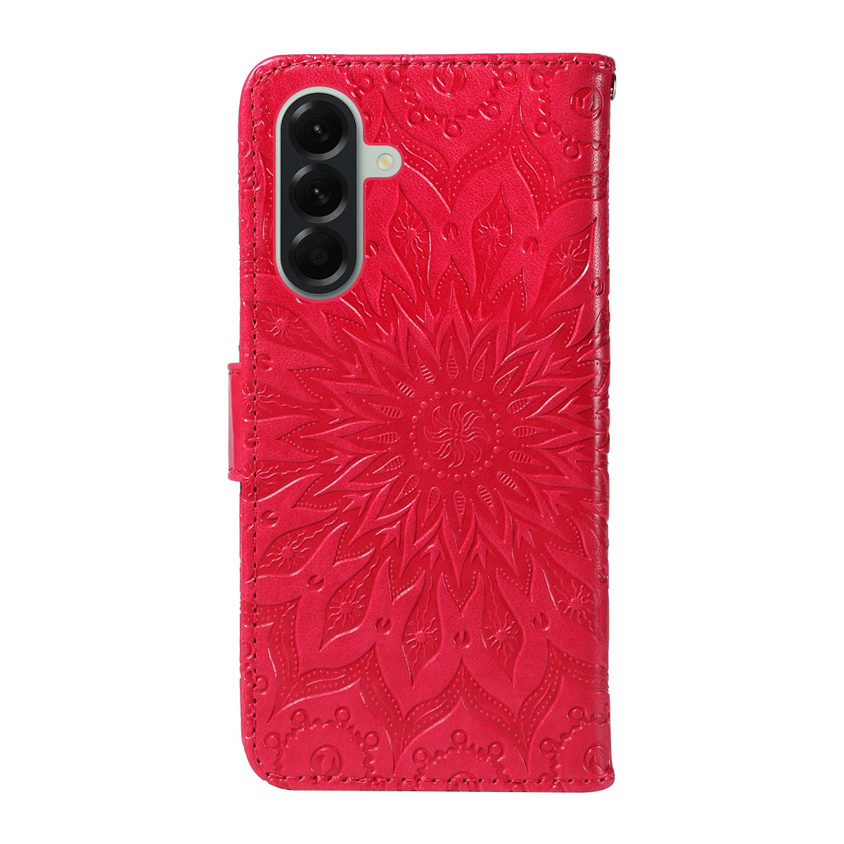 For Samsung Galaxy A57 5G Leather Wallet Case Sunflower Imprinted Phone Cover - Red