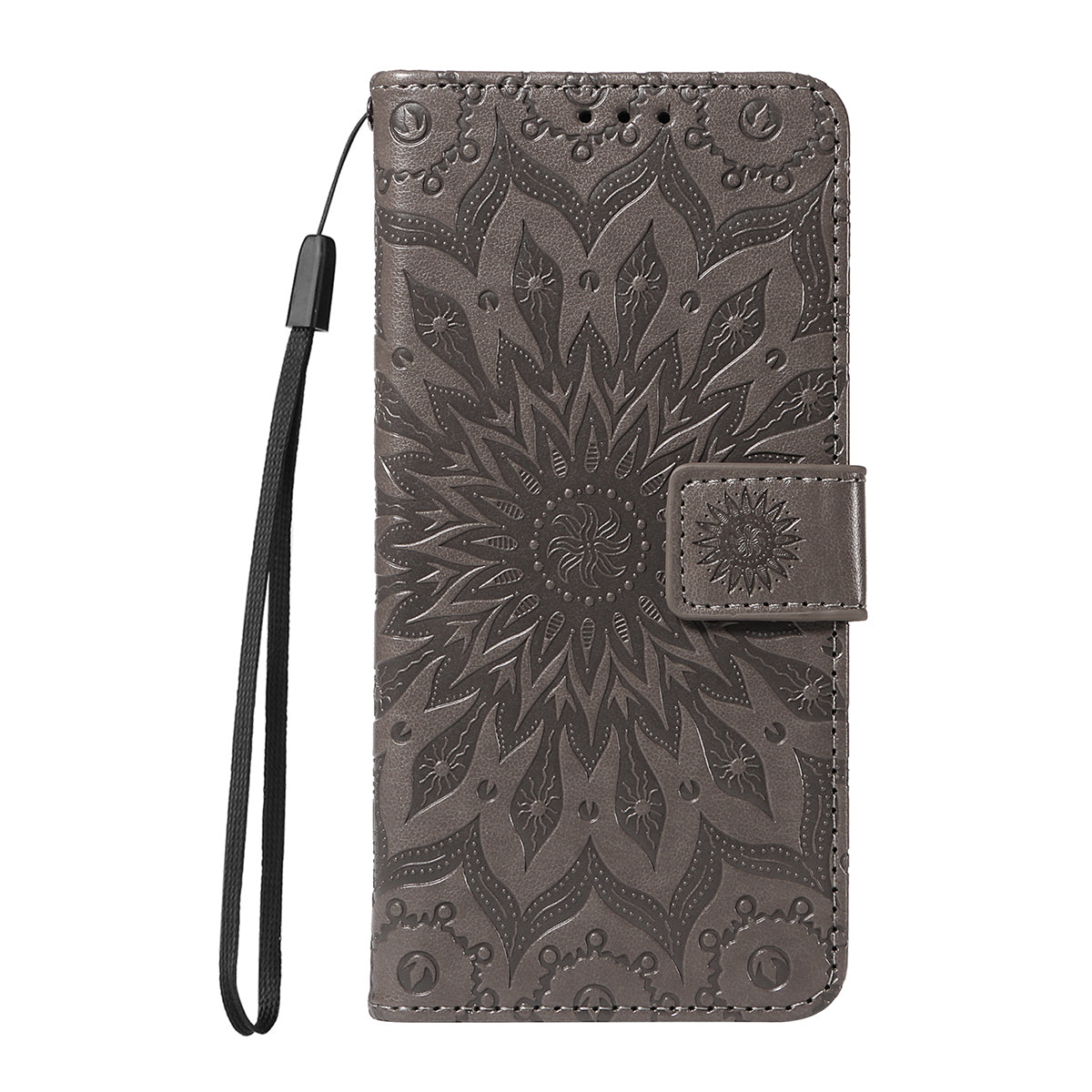 For Samsung Galaxy A57 5G Leather Wallet Case Sunflower Imprinted Phone Cover - Grey