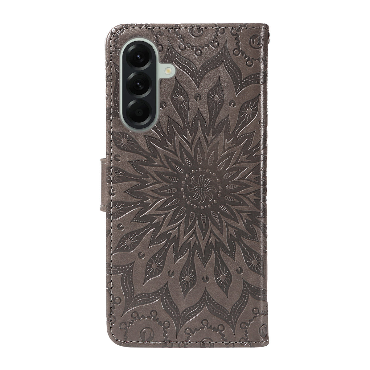 For Samsung Galaxy A57 5G Leather Wallet Case Sunflower Imprinted Phone Cover - Grey