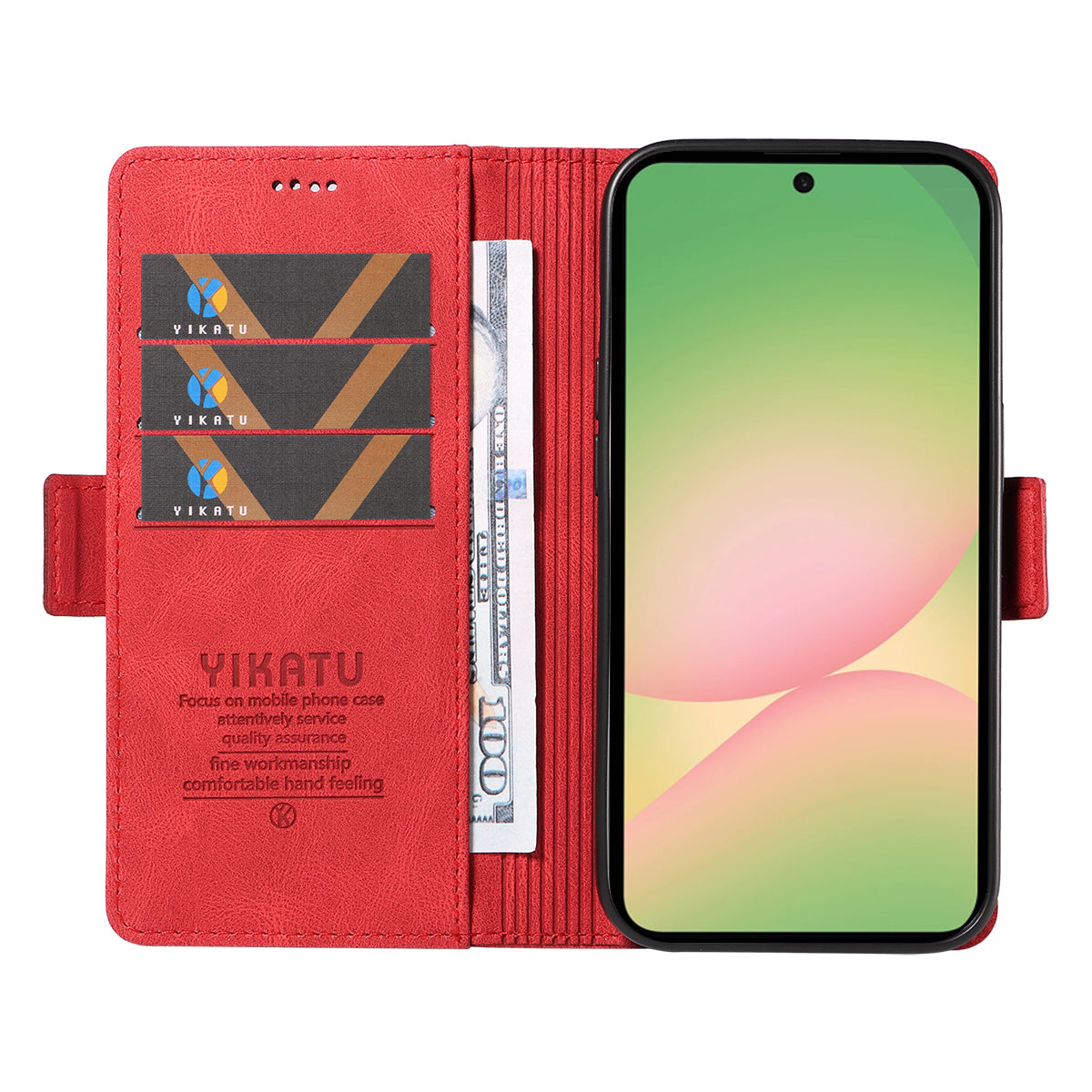 For Samsung Galaxy A57 5G Leather Case YIKATU YK-005 Skin-touch Feeling Wallet Phone Cover - Red