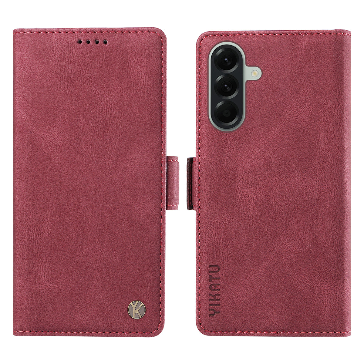 For Samsung Galaxy A57 5G Leather Case YIKATU YK-005 Skin-touch Feeling Wallet Phone Cover - Wine Red